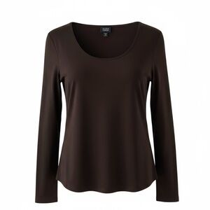Eileen Fisher Dark Brown Long Sleeve Essential Pullover Top Size Small